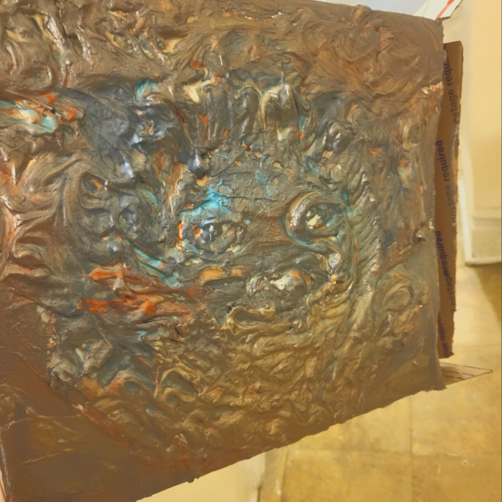 Abstract Textured Wall Art in Brown and Turquoise